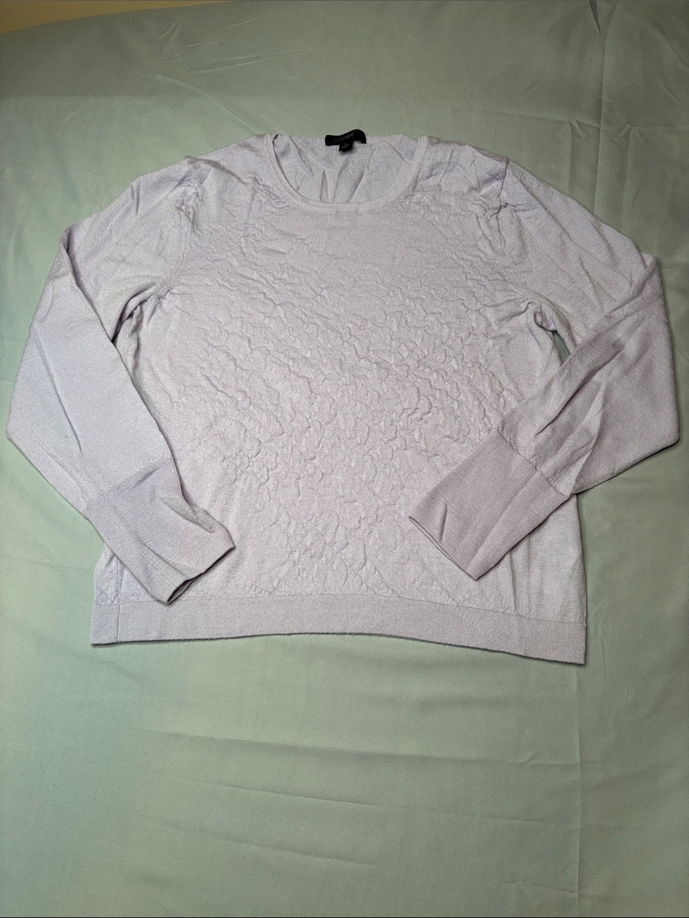 J. Crew Lavender Textured Merino Wool Lightweight Crewneck Sweater Size Large
